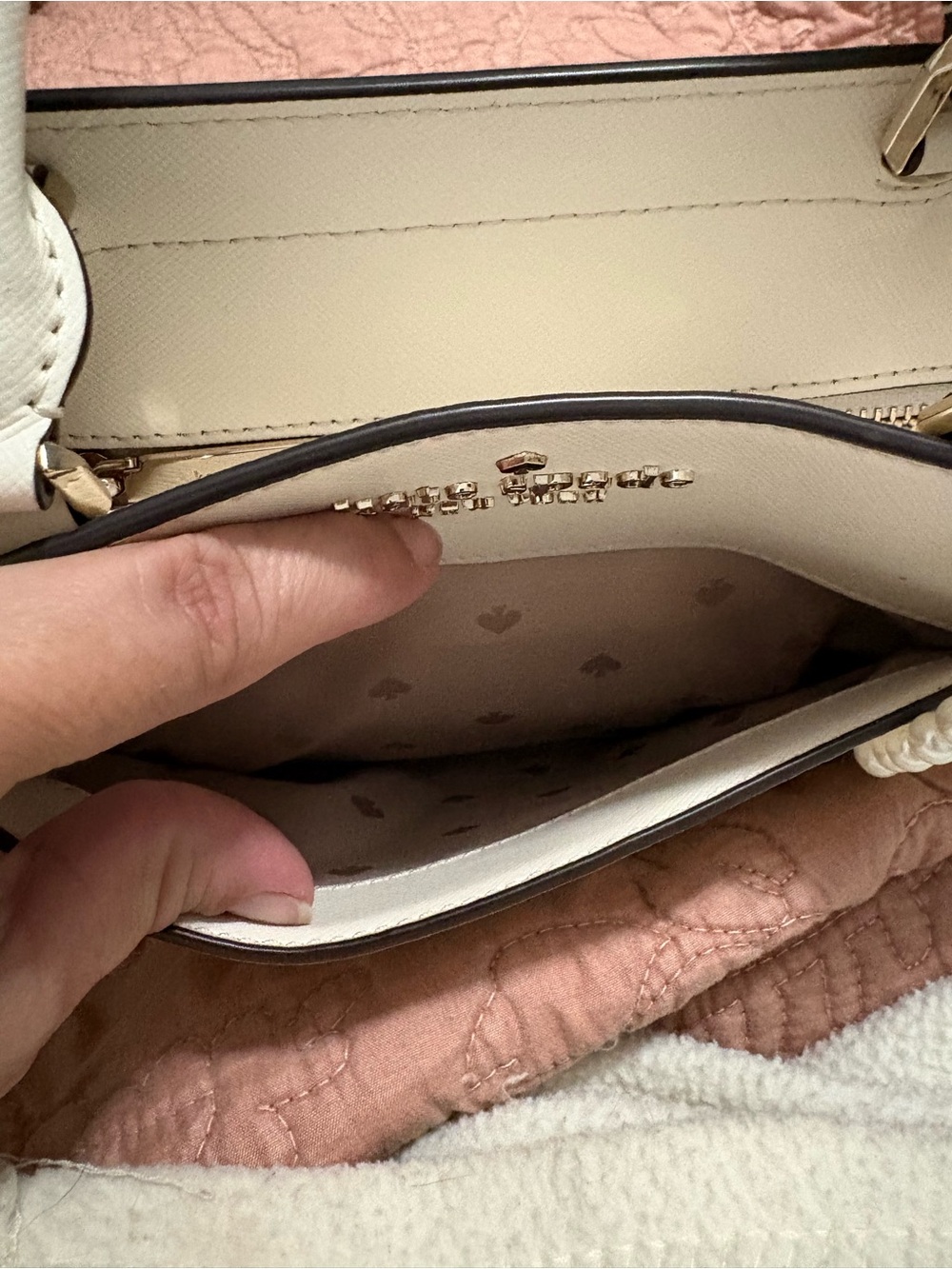 kate spade Cream Leather Top-Handle Satchel with Pearl Charm - Picture 6 of 10